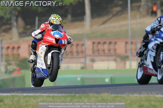 2009-09-27 Imola 1076 Acque minerali - Supersport - Warm Up - Olivier Four - Honda CBR600RR
